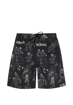 AllSaints print beach shorts - Black