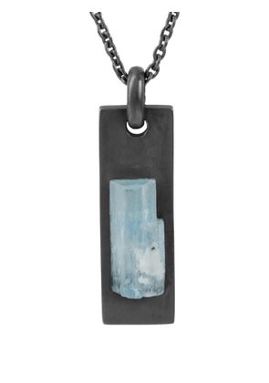 Parts of Four oxidised aquamarine plate necklace - Black