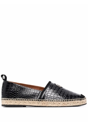 Philipp Plein logo slip-on espadrilles - Black