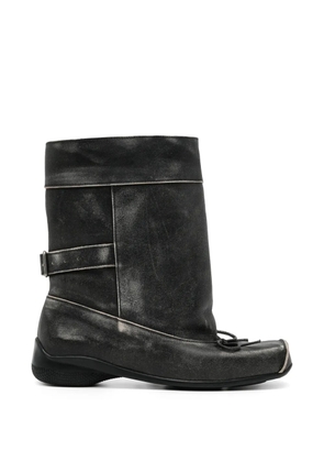 Open YY floral-stud ballet biker boots - Black