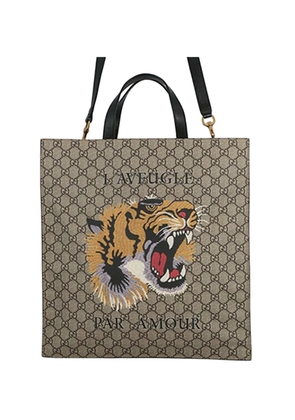 Gucci Pre-Owned 2015-2025 GG Supreme LAveugle Par Amour Convertible Tote satchel - Brown