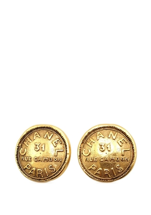 CHANEL Pre-Owned 1970-1980 Gold Plated 31 Rue Cambon Round Clip On Earrings costume earrings