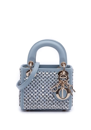 Christian Dior Pre-Owned 2022 Micro Leather Sequined and Beaded Embellishment Lady Dior satchel - Blue