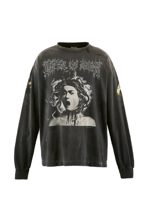 SAINT MXXXXXX graphic-print long-sleeve T-shirt - Grey