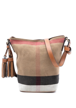 Burberry Pre-Owned 2000-2017 Mini Mega Check Canvas Ashby Tassel bucket bag - Brown
