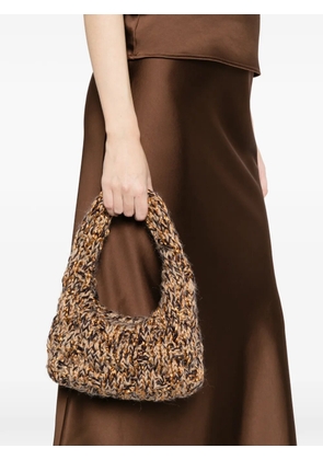 Maria La Rosa Nappy bronze knitted tote bag - Brown