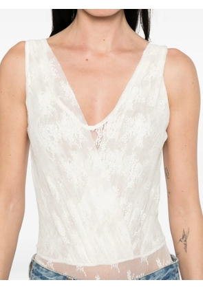 IMPERIAL lace V-neck top - Neutrals
