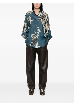 Brunello Cucinelli floral-print buttoned shirt - Blue