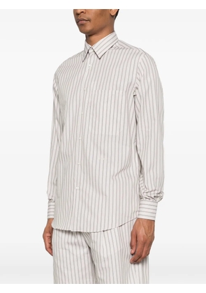 Greyed striped chest-pocket shirt - Neutrals