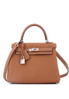 Hermès Pre-Owned Kelly Handbag Brown Togo with Palladium Hardware 25 satchel