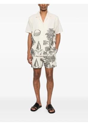 Maison Labiche tree-embroidered shorts - Neutrals