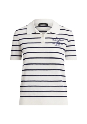 Lauren Ralph Lauren striped embroidered polo shirt - White