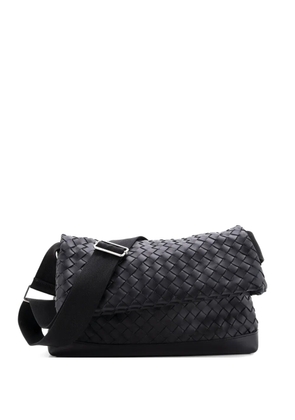 Bottega Veneta Pre-Owned Classic Fold Over Messenger Bag Intrecciato Leather Large crossbody bag - Black