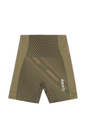 GANNI logo-print performance shorts - Green