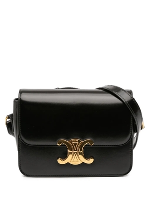 Celine Pre-Owned 2022 Teen Shiny Calfskin Triomphe crossbody bag - Black