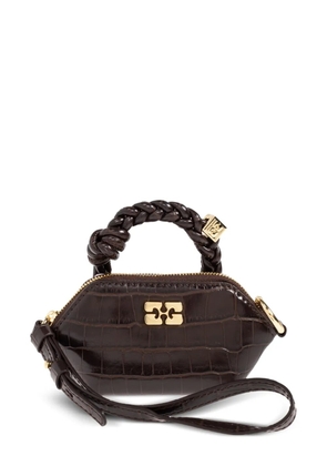 GANNI mini crocodile-embossed tote bag - Brown