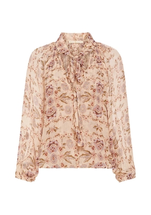 Marie Oliver Florence floral tie blouse - Neutrals