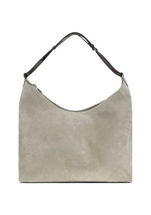 Brunello Cucinelli zip suede shoulder bag - Grey