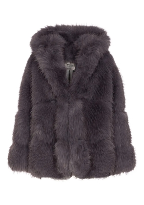 Sword hooded faux-fur coat - Grey