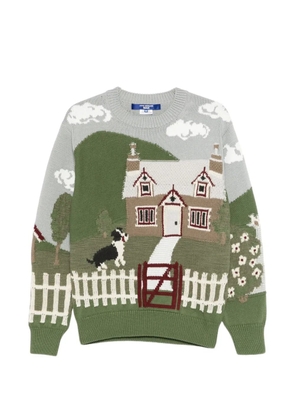 Junya Watanabe MAN embroidered-print crewneck cotton sweater - Green