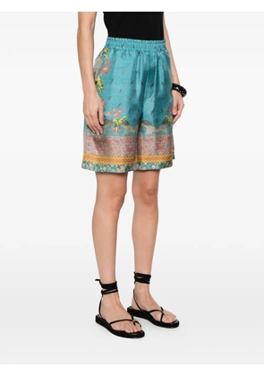 Pierre-Louis Mascia Aloe floral-print shorts - Blue