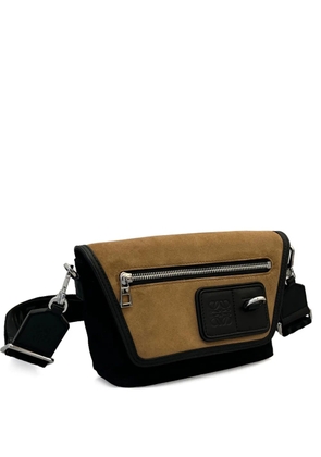 LOEWE mini Flex zip logo-patch messenger bag - Brown