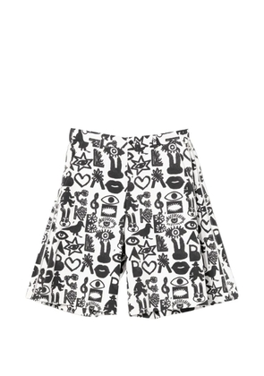 Black Comme Des Garçons graphic-print zip shorts - White