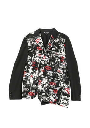 Black Comme Des Garçons asymmetric graphic print blazer