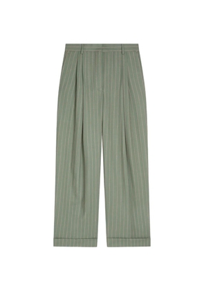 DRIES VAN NOTEN pleated pinstripe trousers - Green