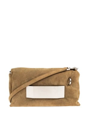 Rick Owens Temple Big Pillow Griffin metal-plaque clutch - Brown