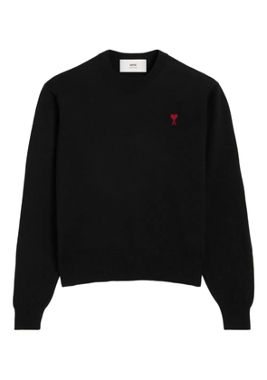 AMI Paris logo-embroidered wool jumper - Black