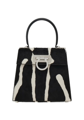 Ferragamo zebra-print top-handle tote bag - Black
