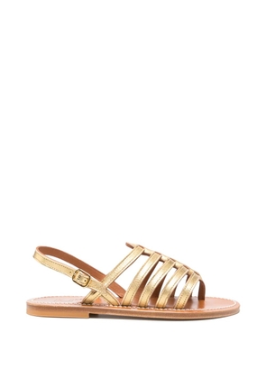 K. Jacques metallic-effect strappy flat sandals - Yellow