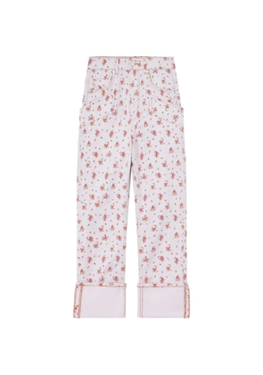 GANNI floral roll-up jeans - Neutrals