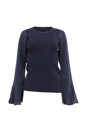 SANDRO ribbed bell-sleeved top - Blue