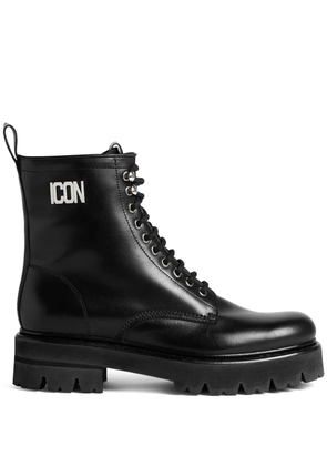 DSQUARED2 Icon plaque combat boots - Black
