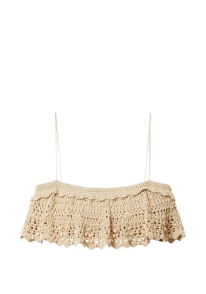 ISABEL MARANT Oraviel beaded-details crochet cotton tank top - Neutrals