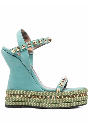 Philipp Plein studded wedge espadrilles - Blue