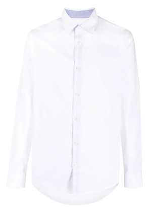 Armani Exchange logo-embroidered long-sleeve cotton shirt - White