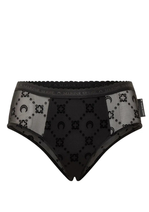 Marine Serre Slip in Rete Flock Moonogram brief - Black