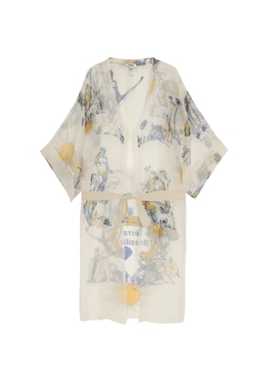 Amir Slama print belted silk beach cover-up - Neutrals