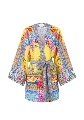 Camilla floral-print tie cover-up - Yellow