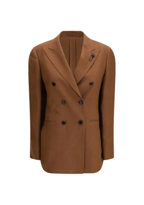 Lardini double-breasted brooch blazer - Brown