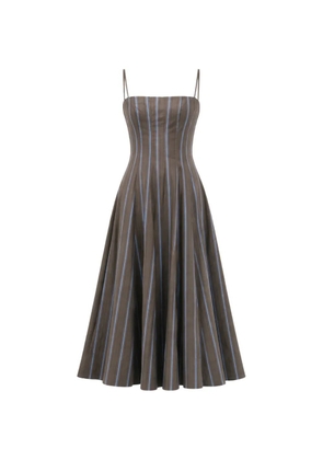 STAUD striped A-line midi dress - Grey