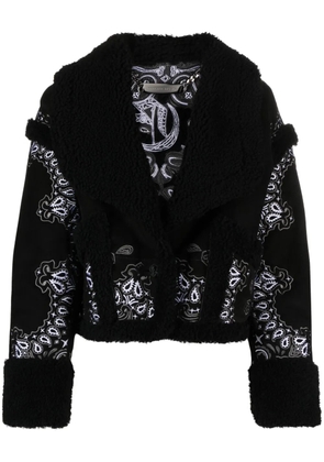 Philipp Plein paisley bandana shearling jacket - Black