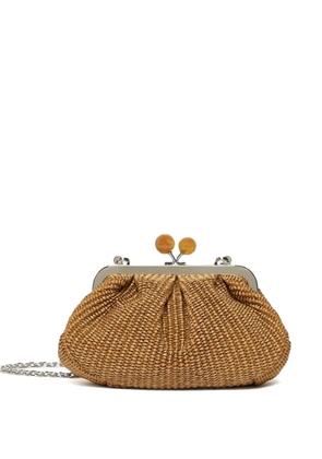Max Mara small Palmas raffia-effect clutch bag - Brown
