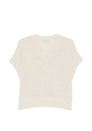 Antonelli sequin-embellishment V-neck top - Neutrals