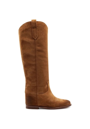 Via Roma 15 stitching knee-high boots - Brown