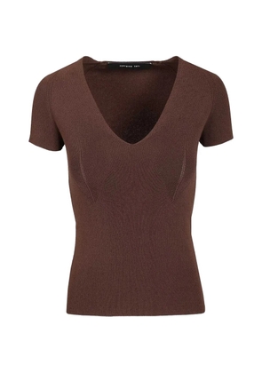 Federica Tosi v-neck short-sleeve top - Brown