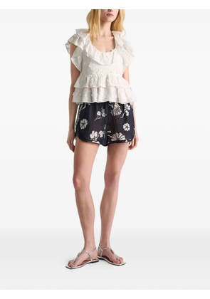 Dorothee Schumacher floral-print drawstring shorts - Blue